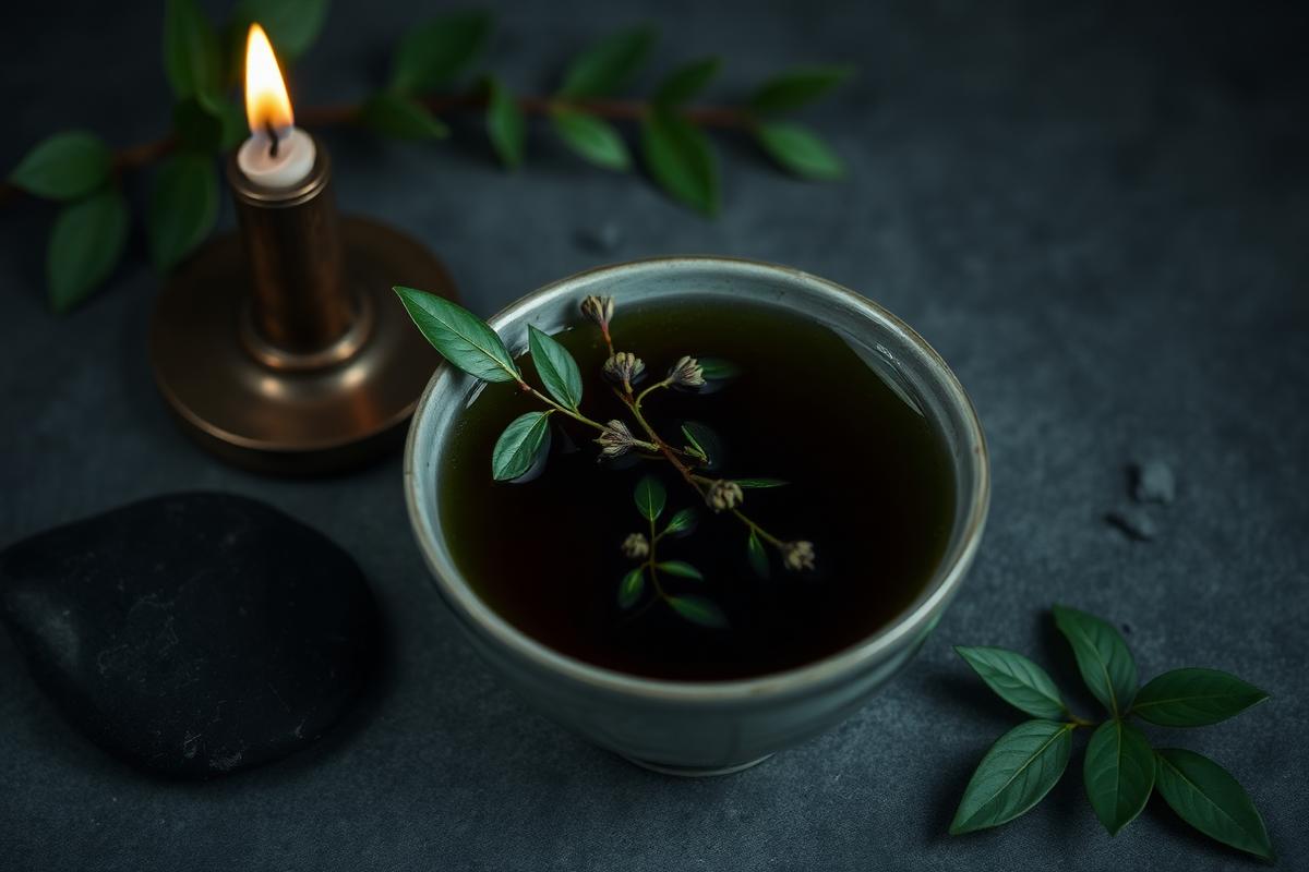 Folhas verdes de ervas amarradas em maço